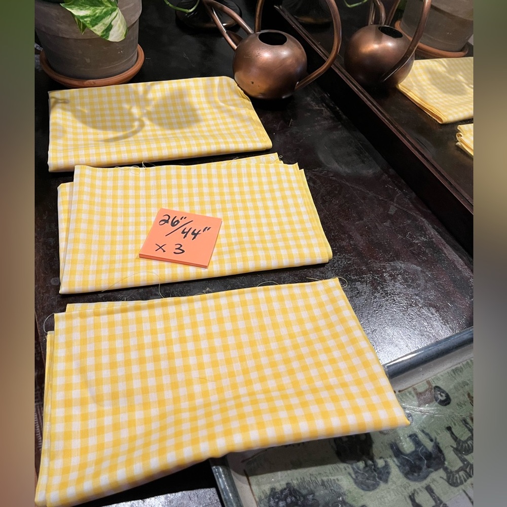 Vintage Bundle of 3 gingham pieces of fabric